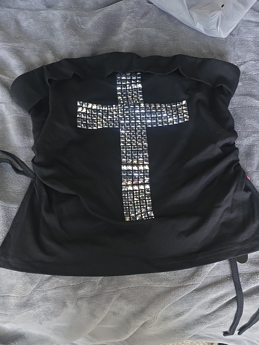 ROMWE Black Strapless Studded Cross Camisole